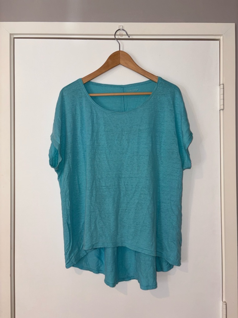 Eileen Fisher Linen Turquoise Short Sleeve Tee